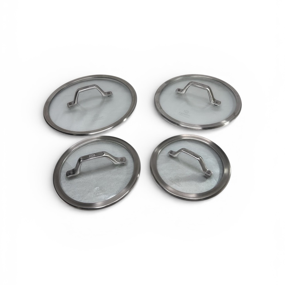 Set of 4 Calphalon Tempered Glass Replacement Pot & Pan Lids Stainless Steel Rim